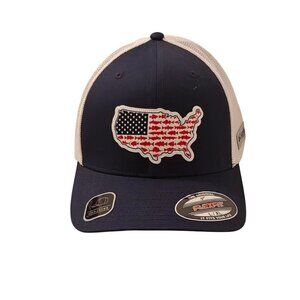 Columbia PFG Men's Blue Large XL Stateside USA Flag Mesh Ball Cap High Crown New